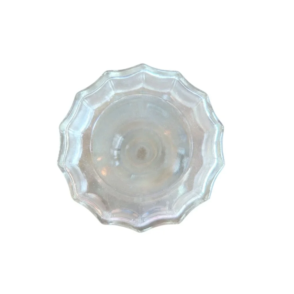 Vintage‎ Textured Chevron Glass Decanter with Faceted Cork Stopper Clear Barware